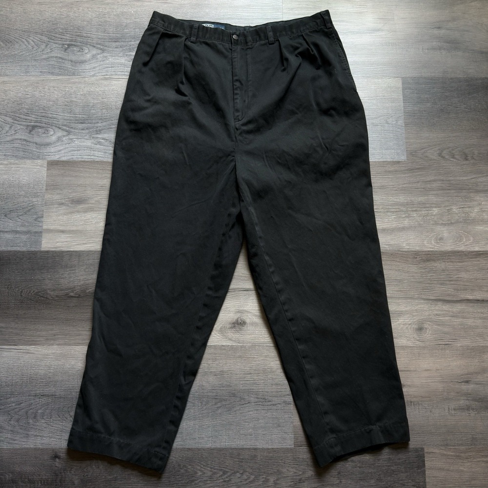 Vintage Polo Ralph Lauren Big Andrew Pant Mens 44x32 Fits 38x32 Black Pleated